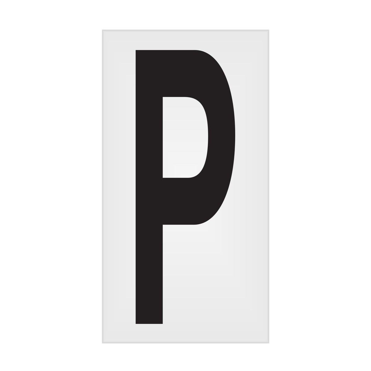 BC035PKP BC035PK -series Butt Cut Black on White Adhesive VynMark® Decal Markers 3.5 Inch High Letters (50 /pkg) Letter P